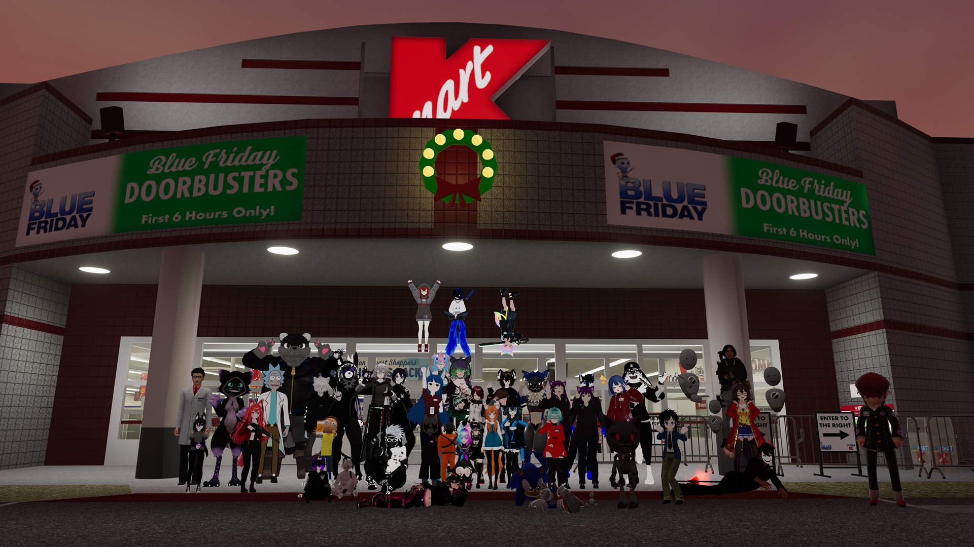 The group photo taken on the opening night of the renovated VRChat Kmart 'Main Store' 9662